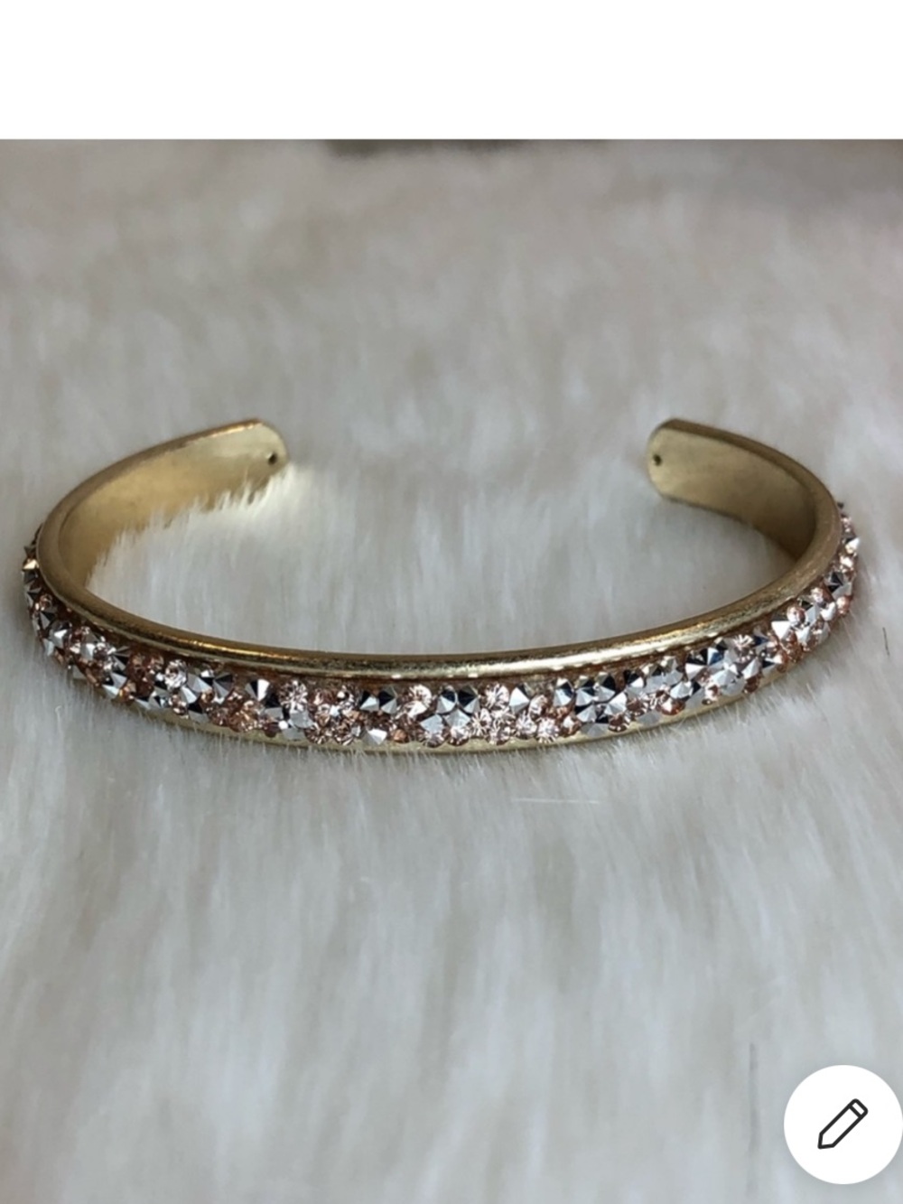NEW• Twice Chic Boutique Gold Crystal Pavé Druzy Cuff Bracelet